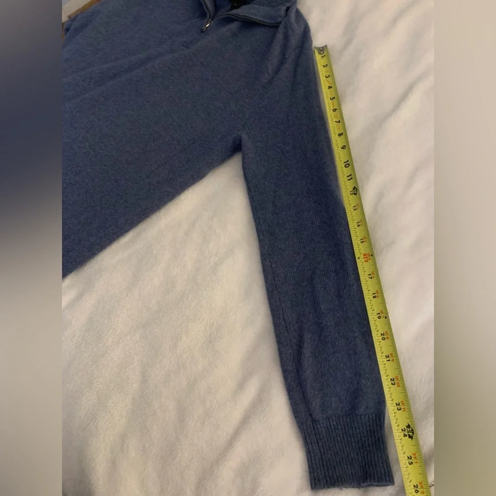 J. Crew Men's Blue 1/4 Zip Slim M Merino Wool Alpaca Blend Sweater Elbow Patches